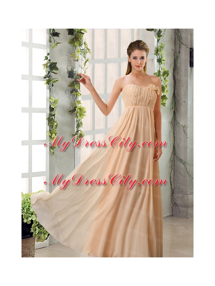 Empire V Neck Ruching Chiffon Bridesmaid Dresses with Cap Sleeves