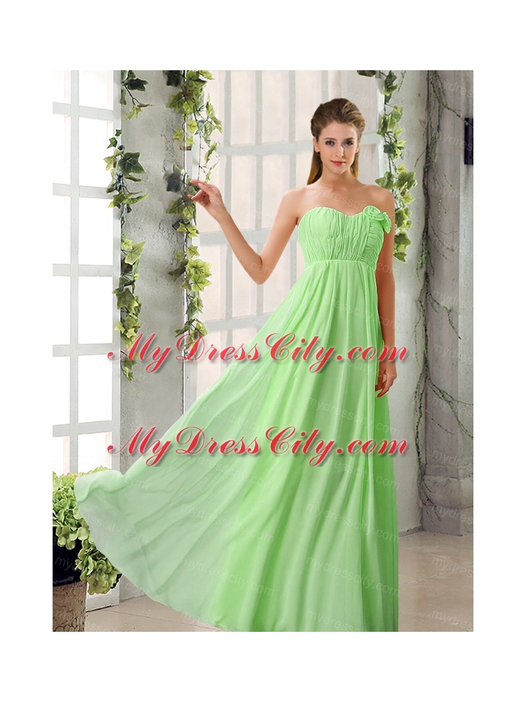 Empire V Neck Ruching Chiffon Bridesmaid Dresses with Cap Sleeves