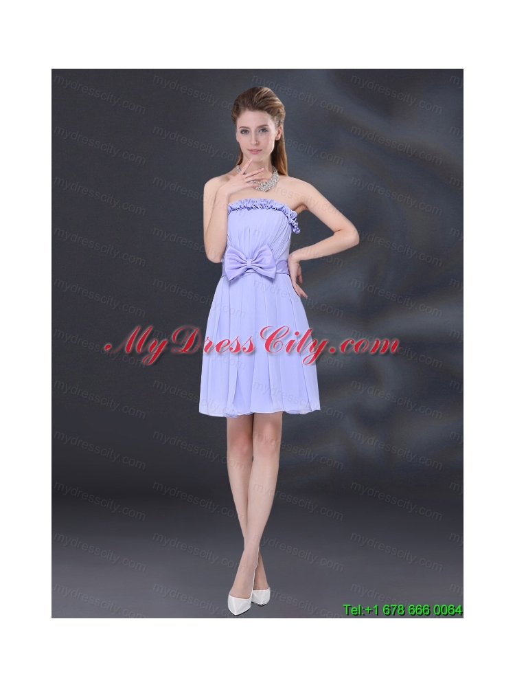 Lavender A Line Strapless Mother Dress with Bowknot