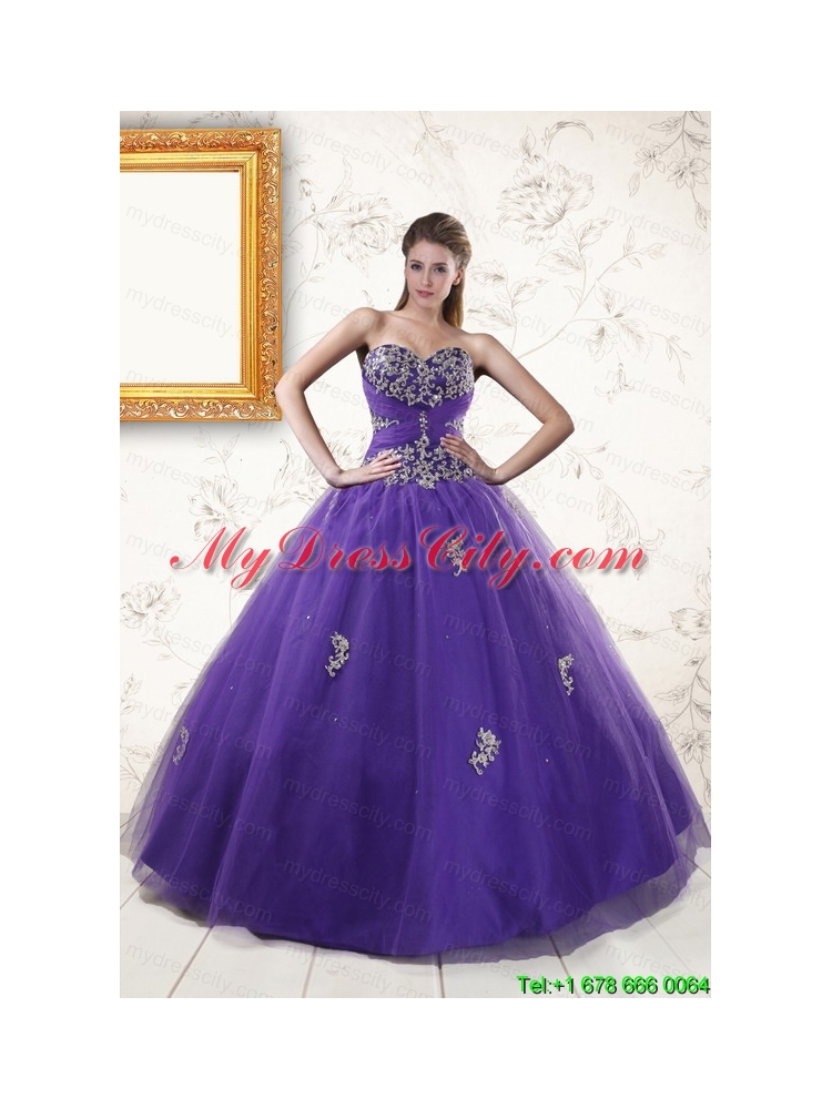 New Arrival Purple Quinceanera Dresses with Appliques and Beading