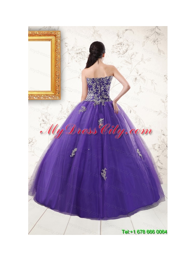 New Arrival Purple Quinceanera Dresses with Appliques and Beading