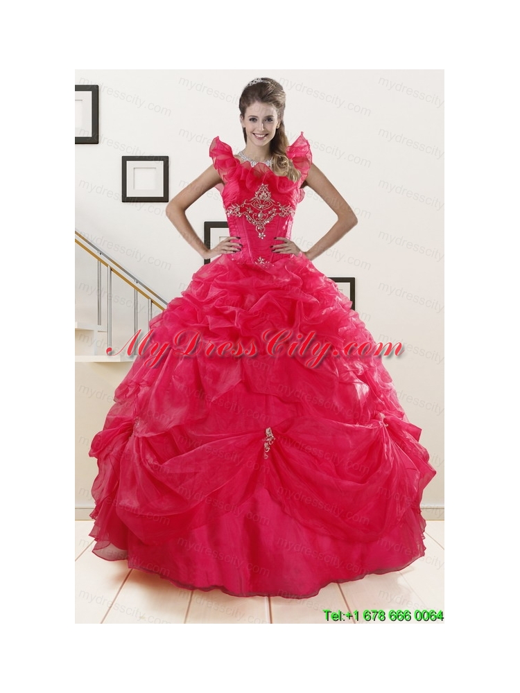 Perfect Red Sweetheart Quinceanera Dresses with Appliques