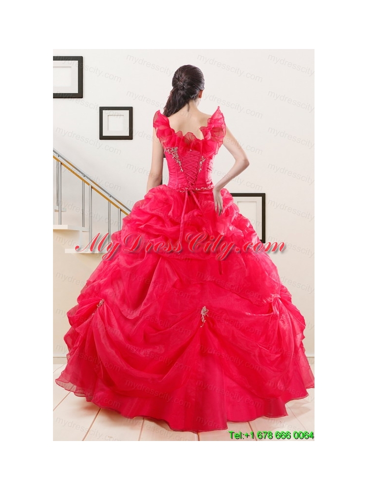 Perfect Red Sweetheart Quinceanera Dresses with Appliques