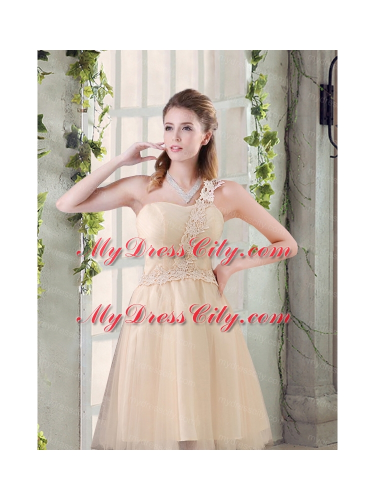 Popular A Line Appliques Bridesmaid Dress with One Shoulder