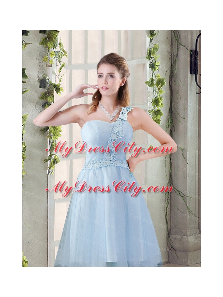 Popular A Line Appliques Bridesmaid Dress with One Shoulder