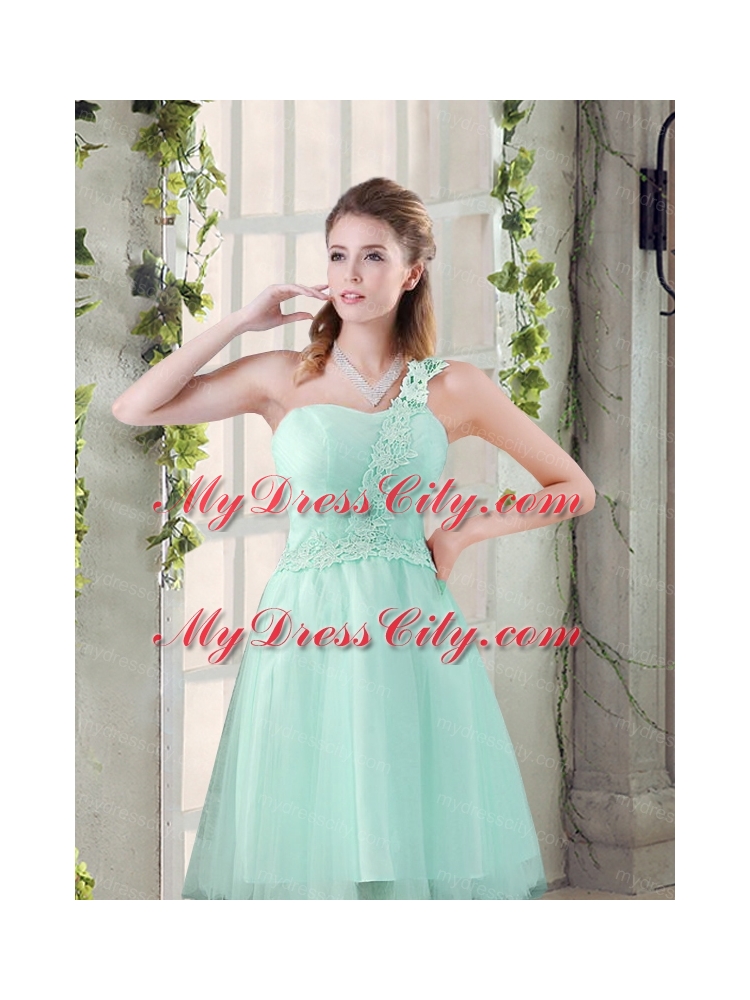 Popular A Line Appliques Bridesmaid Dress with One Shoulder