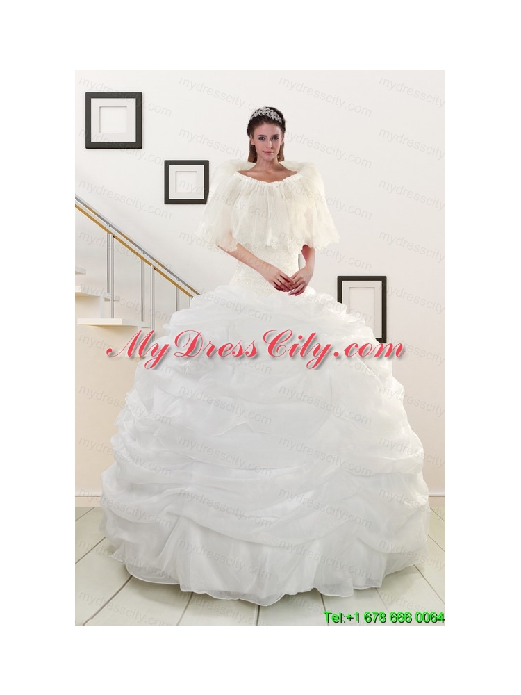 Pretty White Strapless 2015 Quinceanera Dresses with Beading