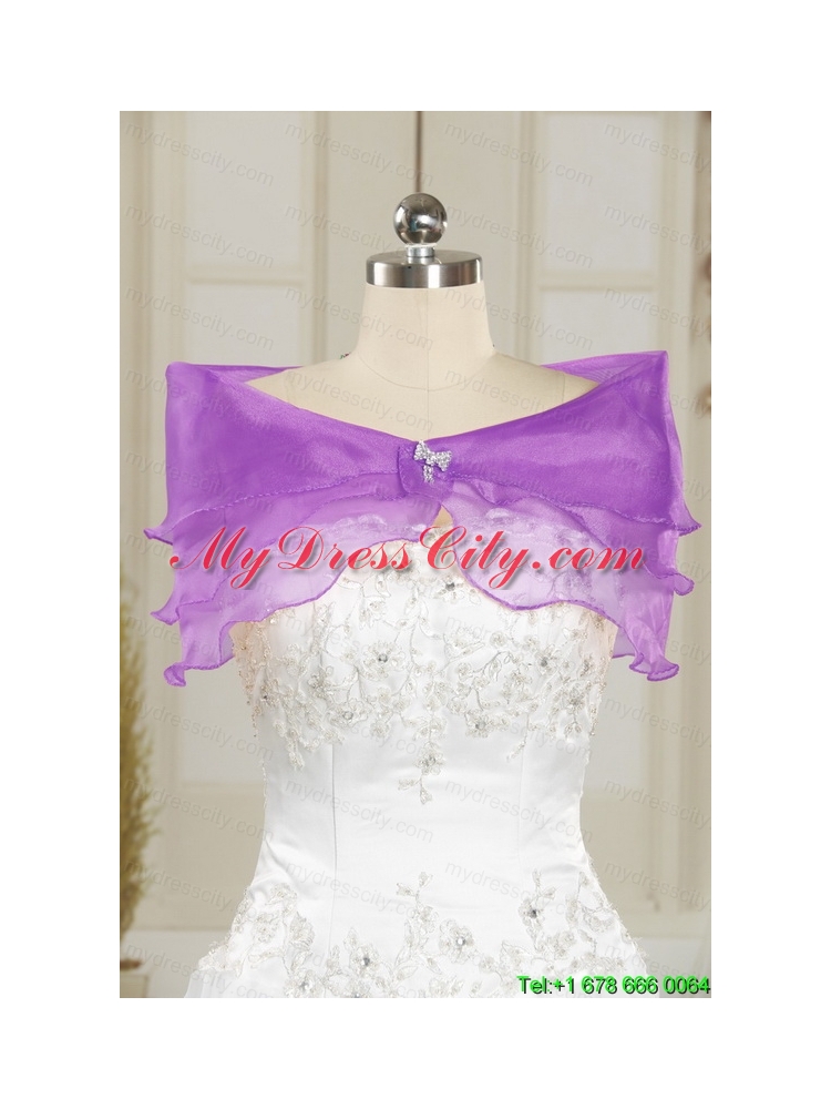 Purple Sweetheart Appliques 2015 Quinceanera Dresses with Embroidery