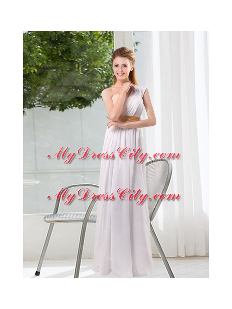 Ruching One Shoulder Empire Bridesmaid Dresses for 2015