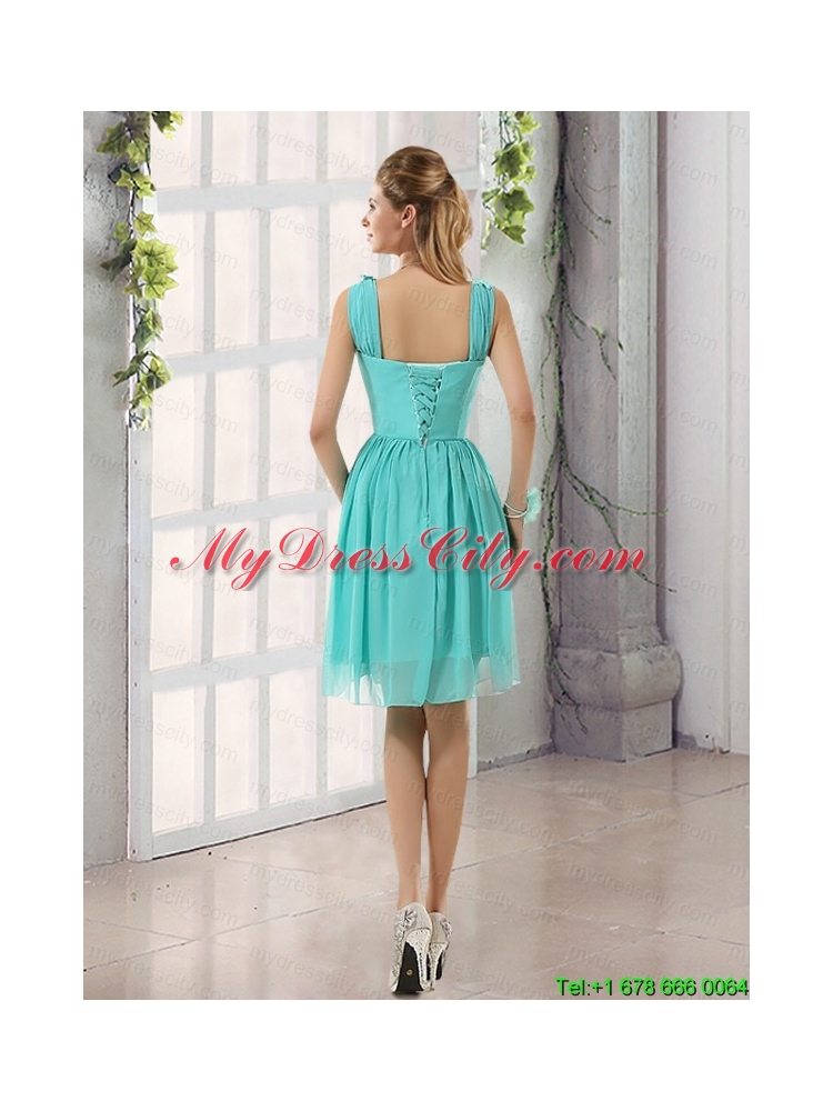 Straps Ruching Sweetheart A Line 2015 Elegant Mothr of The Bride    Dress