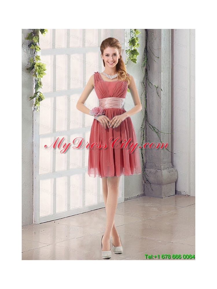 Straps Ruching Sweetheart A Line 2015 Elegant Mothr of The Bride    Dress