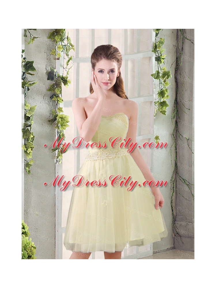 Sweetheart A Line Appliques Champagne   Bridesmaid Dress for 2015