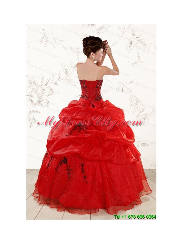 Sweetheart Red Quinceanera Dresses With Applique for 2015