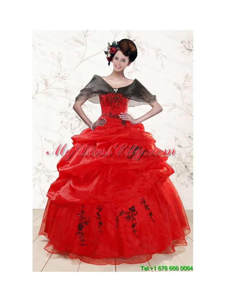 Sweetheart Red Quinceanera Dresses With Applique for 2015