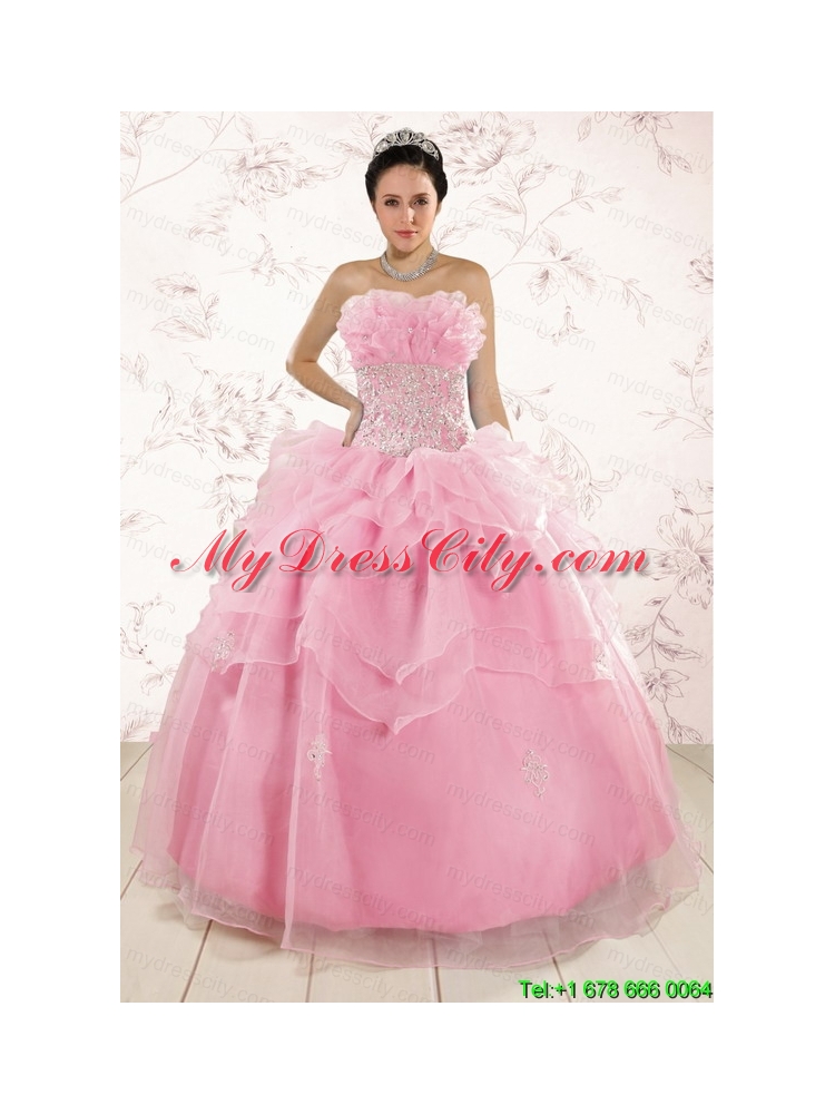 The Most Popular Appliques Baby Pink Dresses for Quinceanera