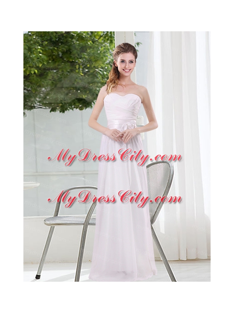 White Ruching Empire Bridesmaid Dresses for 2015