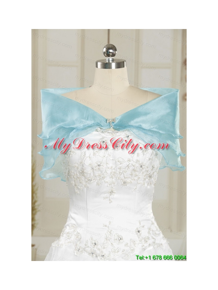 Wonderful Strapless Appliques 2015 Quinceanera Dresses in White