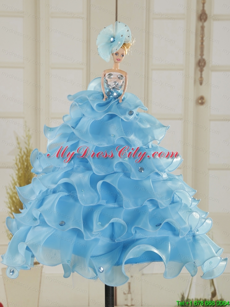 2015 Elegant Aqua Blue Quinceanera Dresses with Beading