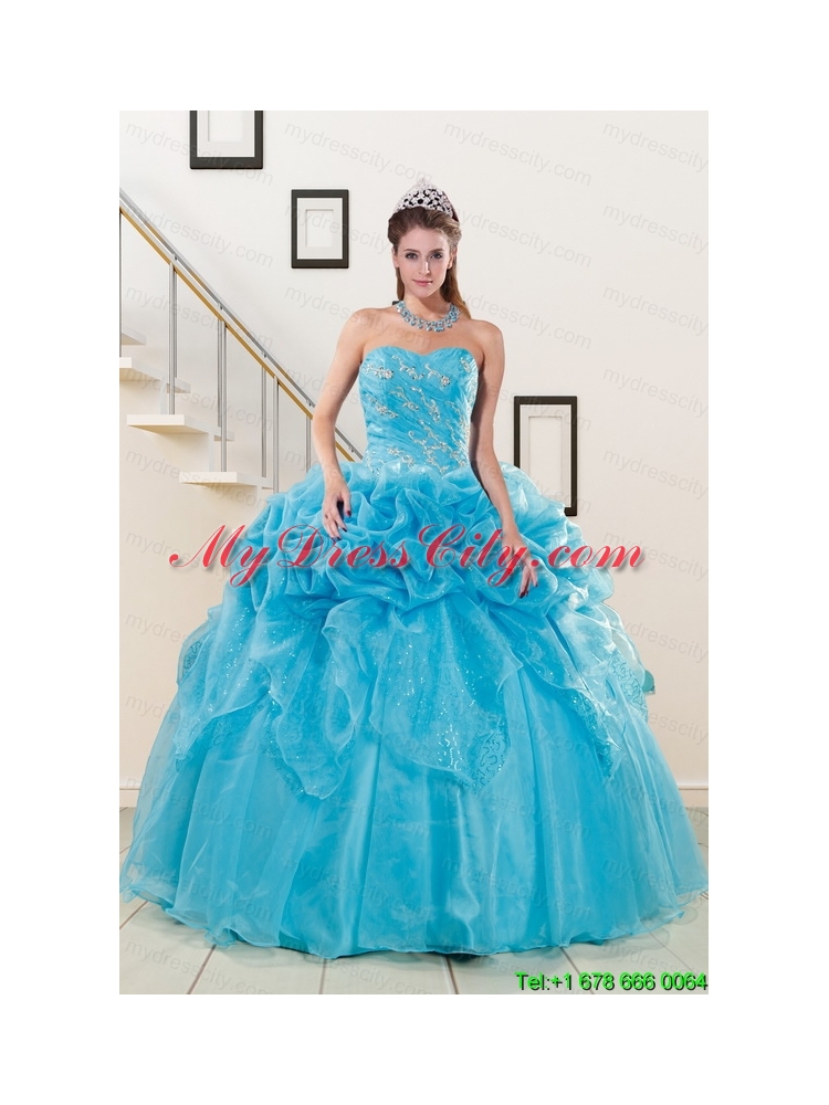 2015 Fashionable Sweetheart Beading Quinceanera Dress in Aqua Blue