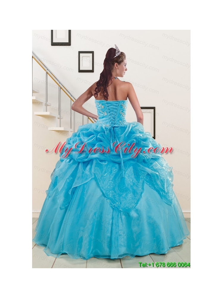 2015 Fashionable Sweetheart Beading Quinceanera Dress in Aqua Blue