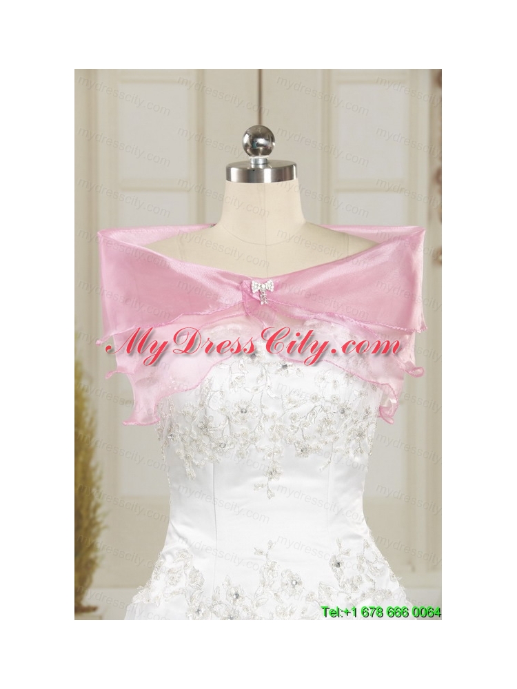 2015 Light Pink Strapless Elegant Sweet 16 Dresses with Appliques