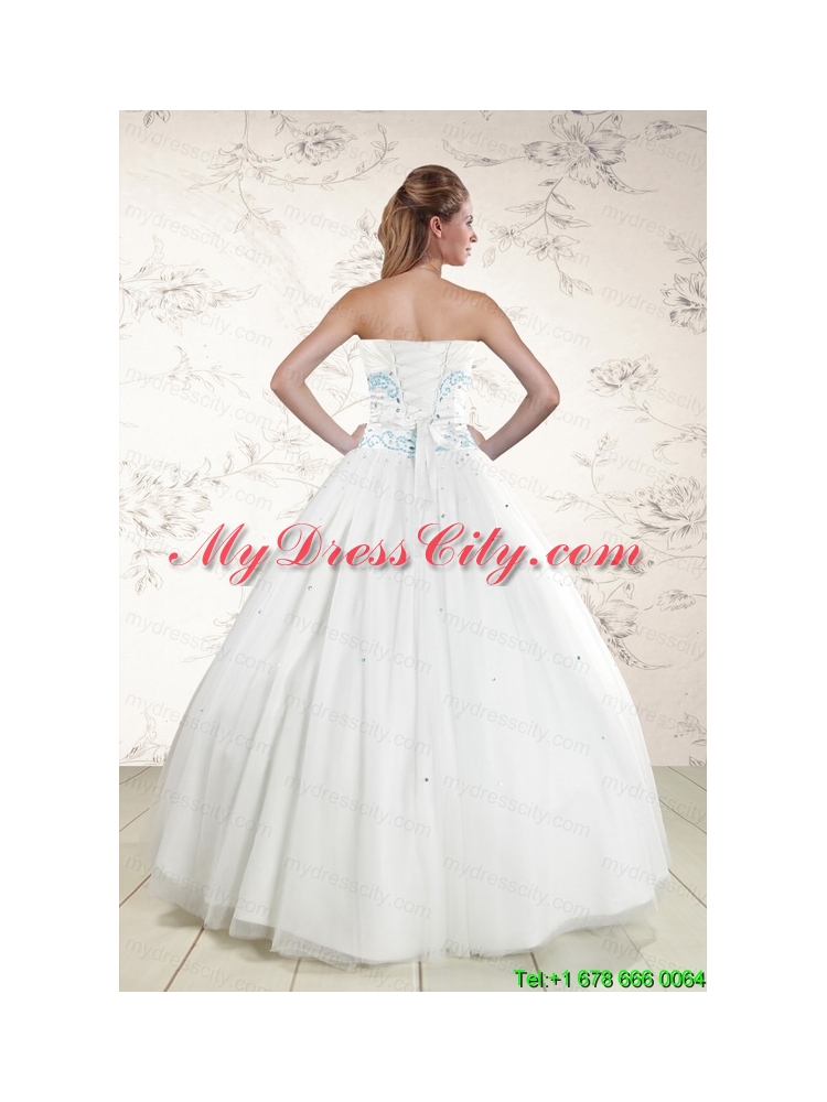 2015 Modern White Quinceanera Dresses with Appliques and Beading