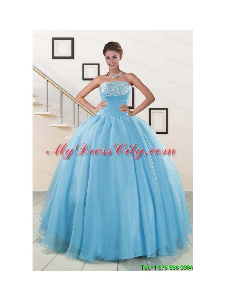 Cheap Strapless Quinceanera Dresses with Appliques