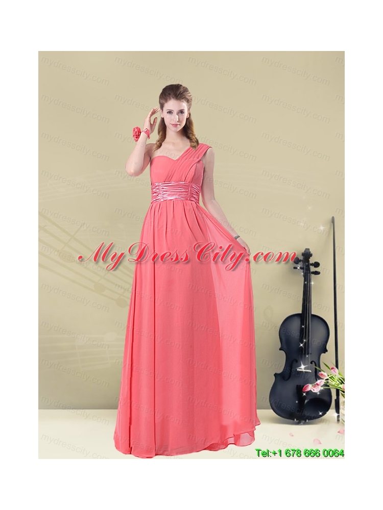 Exquisite Watermelon Mothr of The Bride  Dresses with Ruch and   Beading