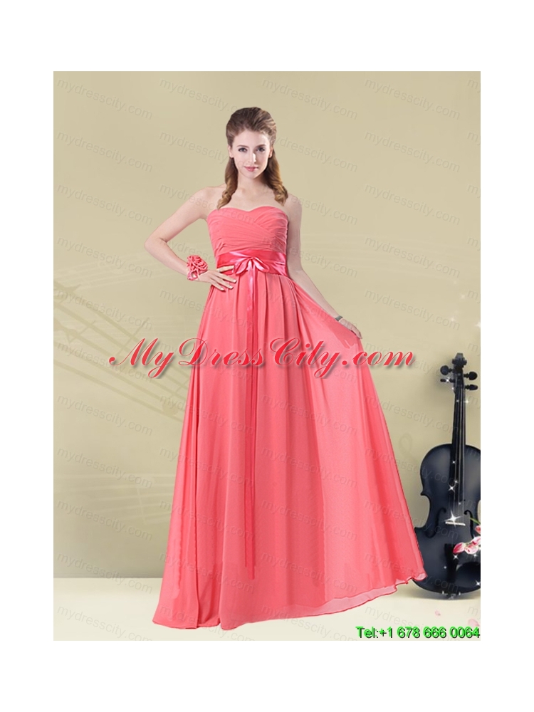 Exquisite Watermelon Mothr of The Bride  Dresses with Ruch and   Beading