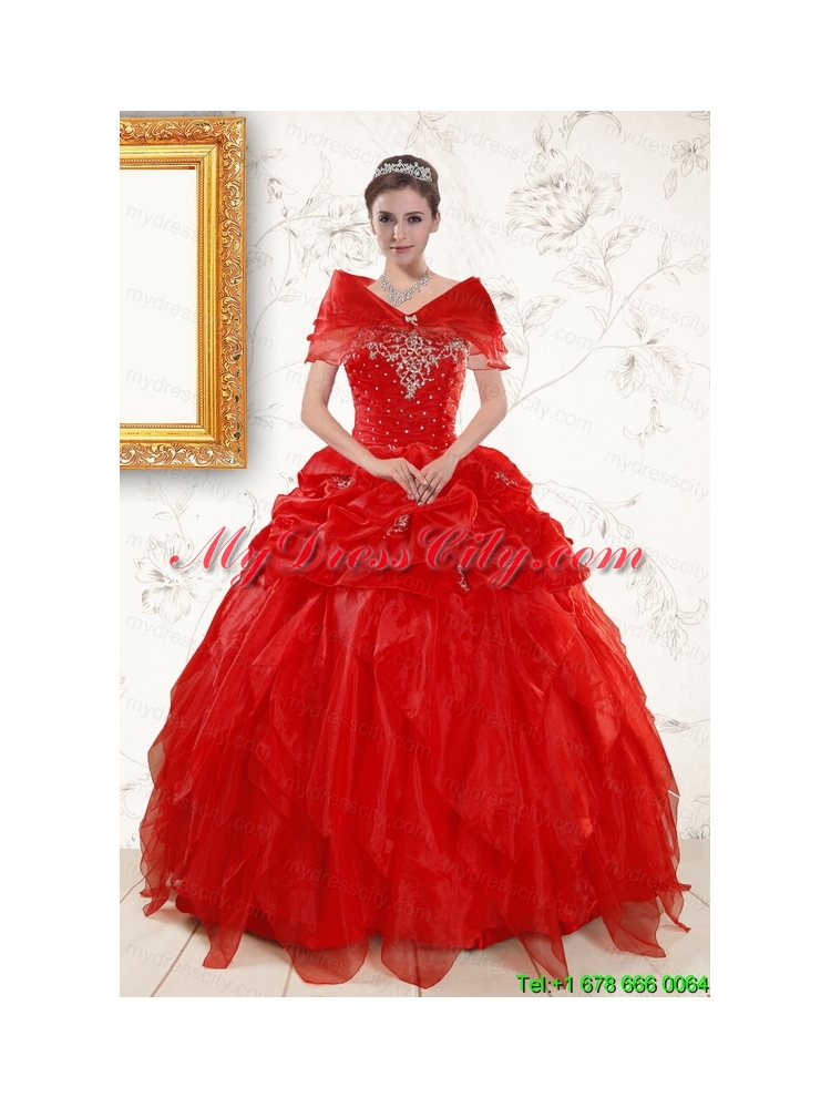 Most Popular Sweetheart Beading Quinceanera Dresses in Red