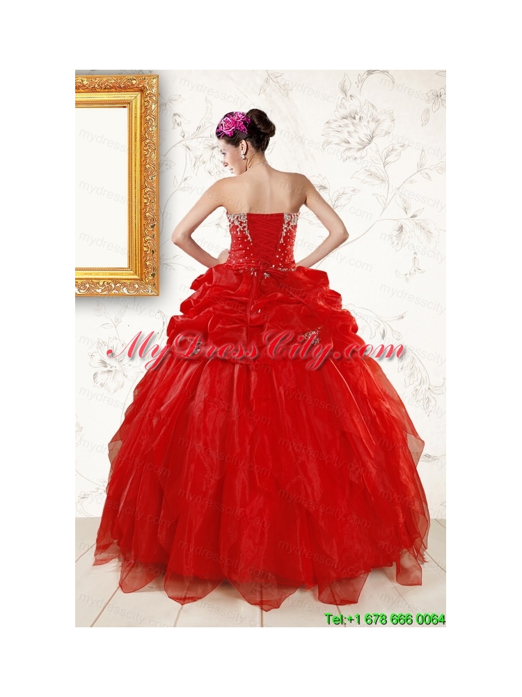 Most Popular Sweetheart Beading Quinceanera Dresses in Red