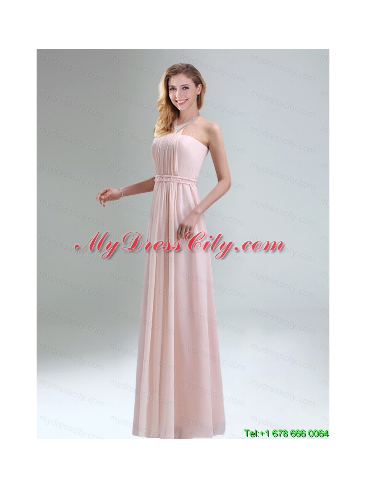 Romantic 2015 High Neck Chiffon Light Pink Mothr of The Bride    Dress