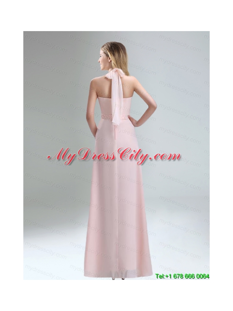 Romantic 2015 High Neck Chiffon Light Pink Mothr of The Bride    Dress