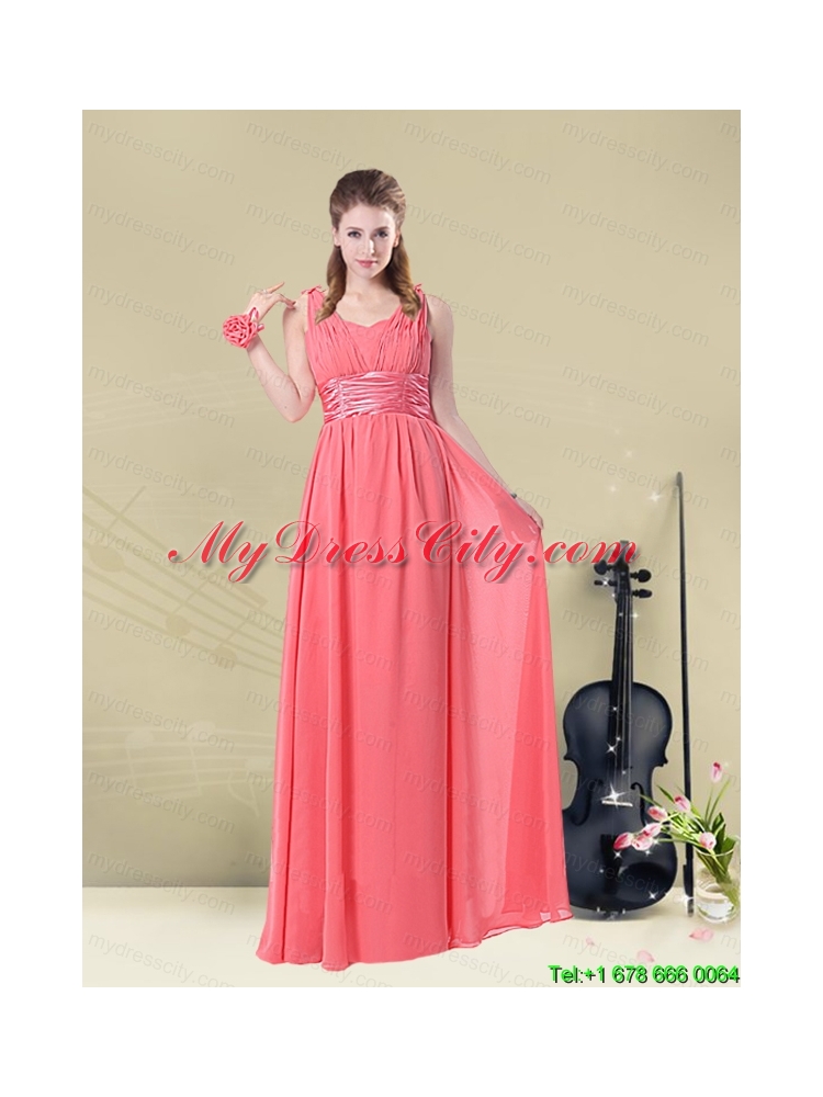 Super Hot Straps Floor Length Mothr of The Bride  Dress with Belt