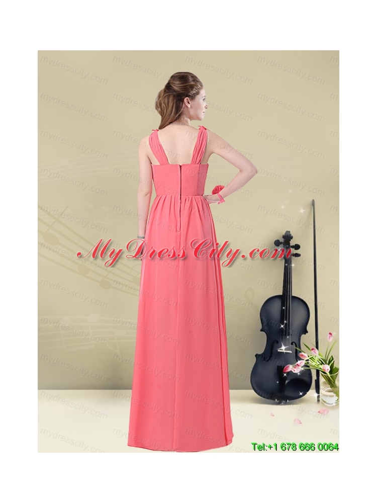 Super Hot Straps Floor Length Mothr of The Bride  Dress with Belt