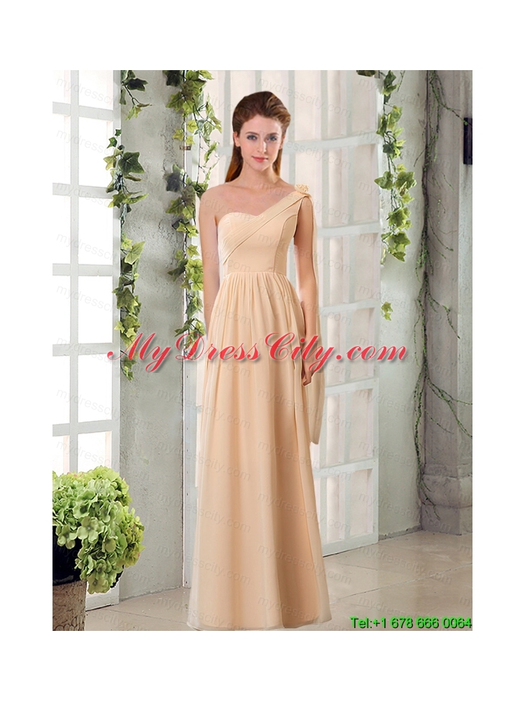 2015 Fashionable Champagne Ruching Chiffon Mothr of The Bride   Dresses