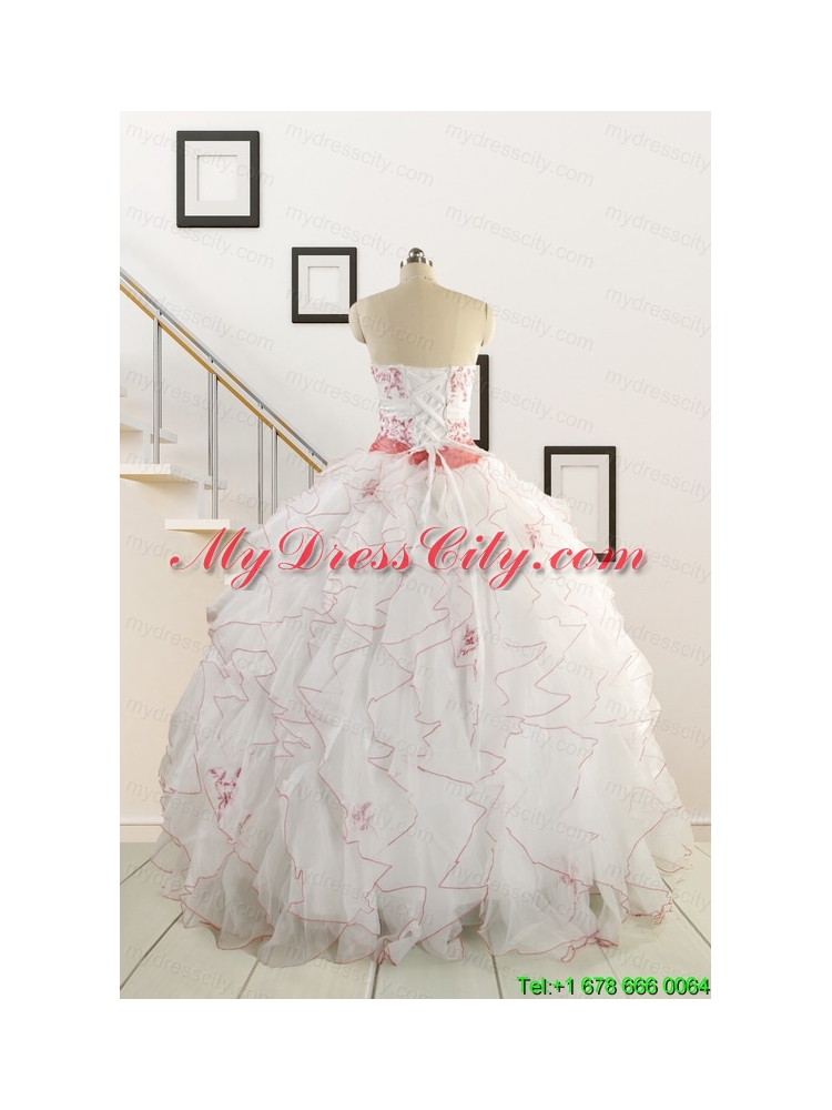 2015 Elegant Sweetheart Quinceanera Dresses with Appliques and Belt