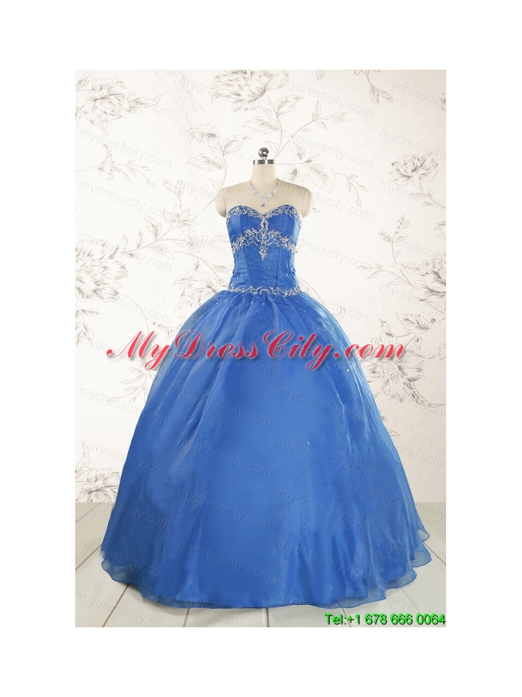 Cheap Beading Quinceanera Dresses in Blue for 2015