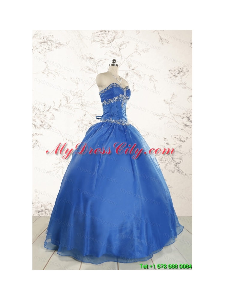 Cheap Beading Quinceanera Dresses in Blue for 2015