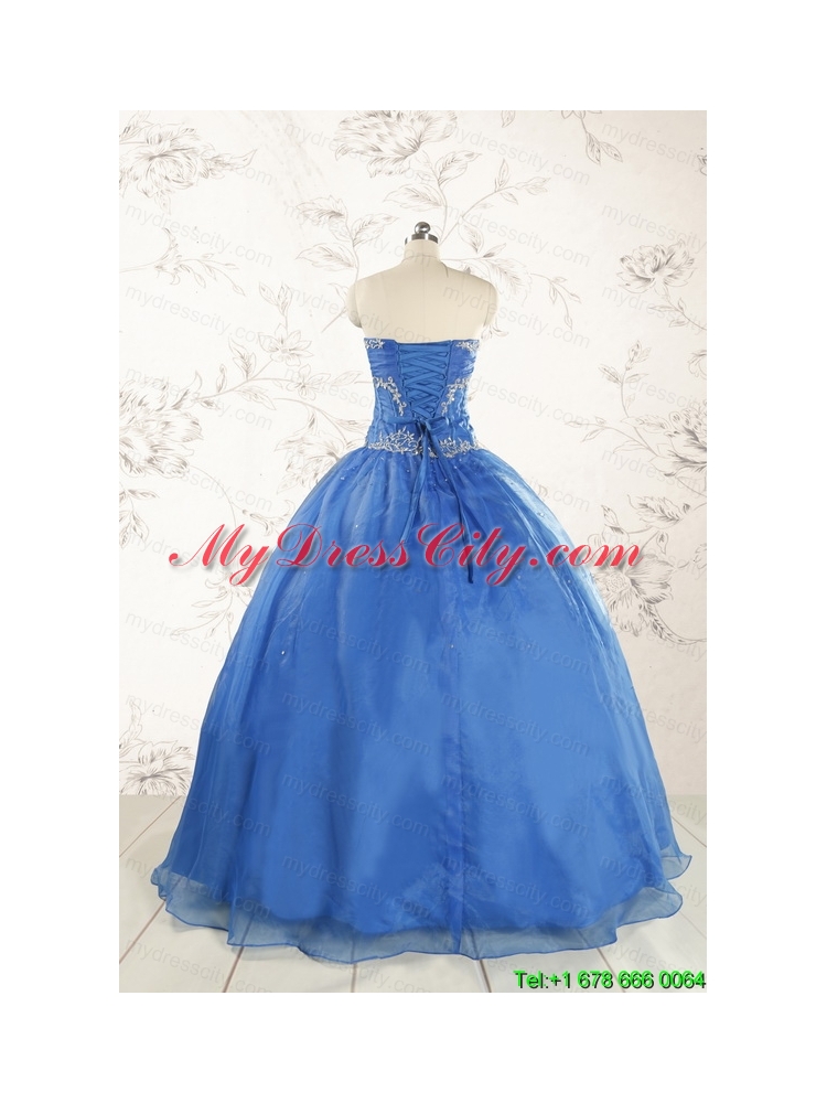 Cheap Beading Quinceanera Dresses in Blue for 2015