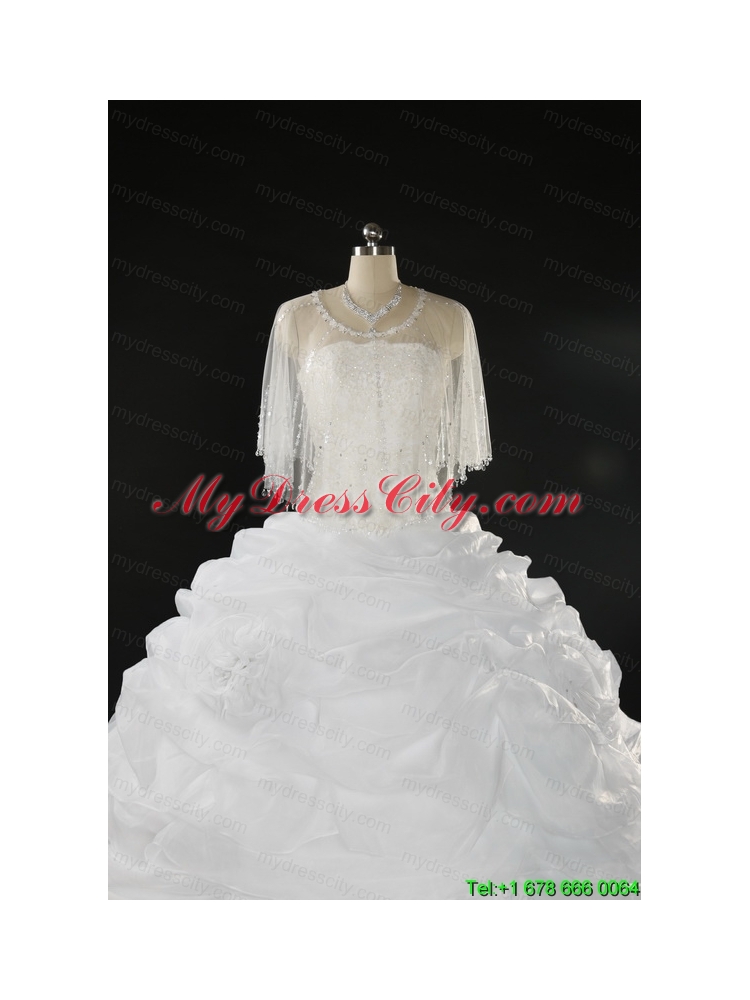 Pretty White Strapless 2015 Quinceanera Dresses with Beading