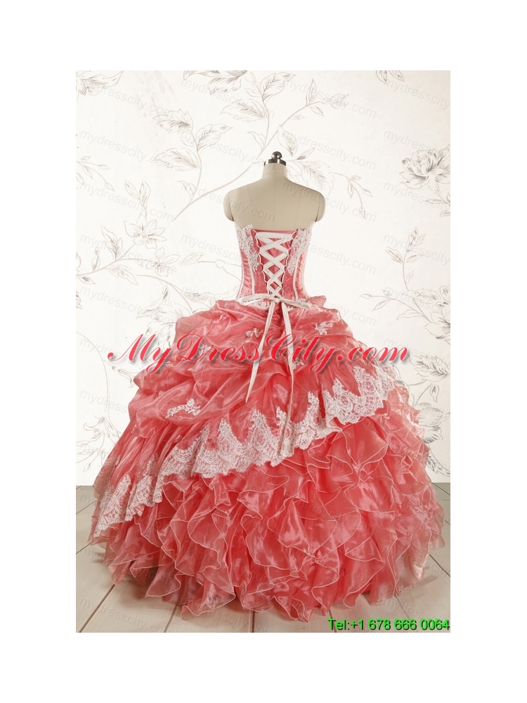 2015 Fashionable Strapless Watermelon Quinceanera Dresses