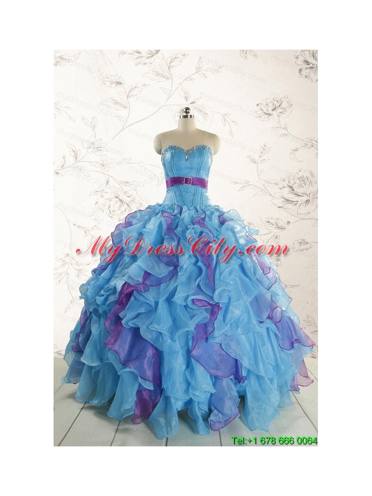 2015 New Style Multi Color Quinceanera Dresses with Beading and Ruffles