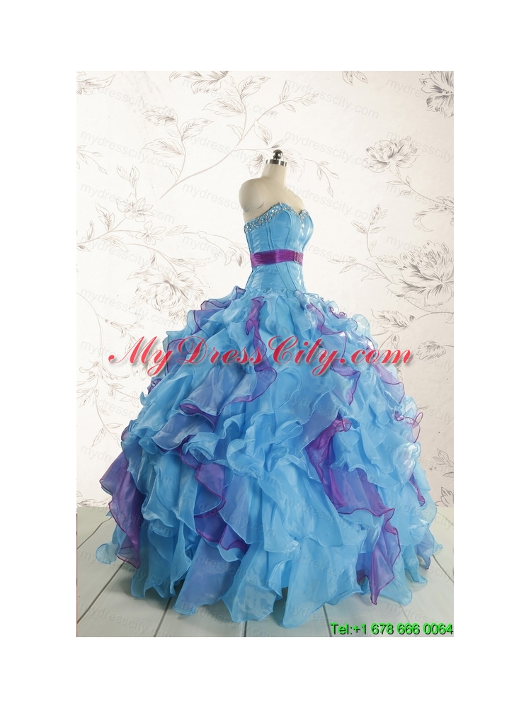 2015 New Style Multi Color Quinceanera Dresses with Beading and Ruffles