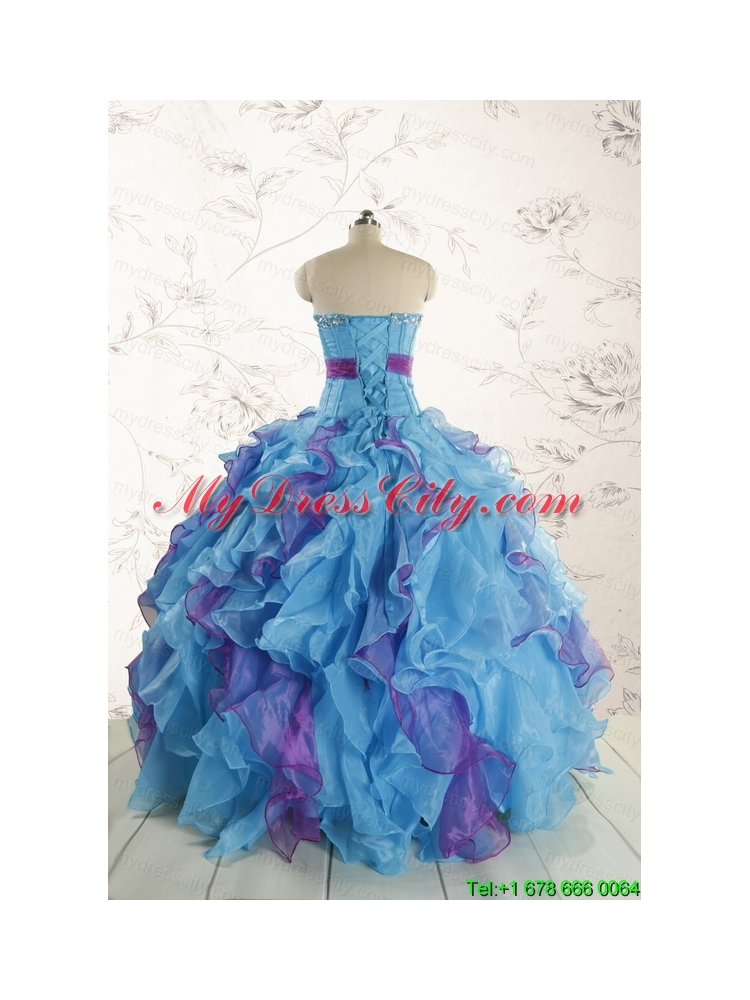 2015 New Style Multi Color Quinceanera Dresses with Beading and Ruffles