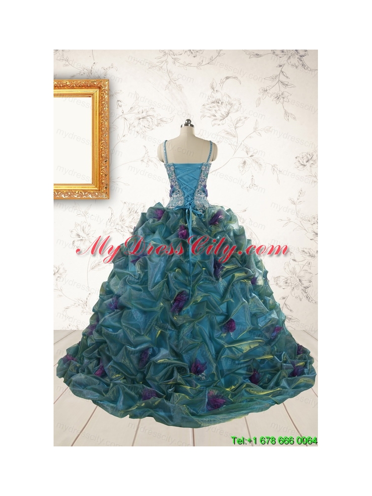 Beautiful Multi-color Straps Appliques Quinceanera Dresses for 2015