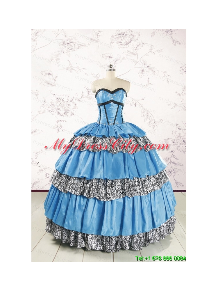 Unique Beading Sweetheart Ball Gown Quinceanera Dresses for 2015