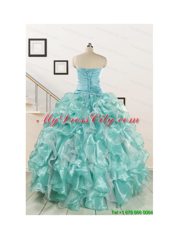 2015 Beautiful Beading Quinceanera Dresses in Apple Green