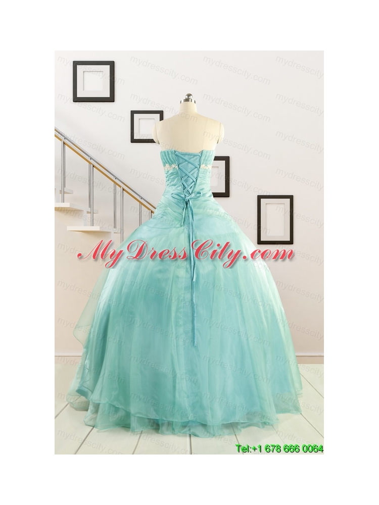 Discount Blue Quinceanera Dresses with Appliques for 2015