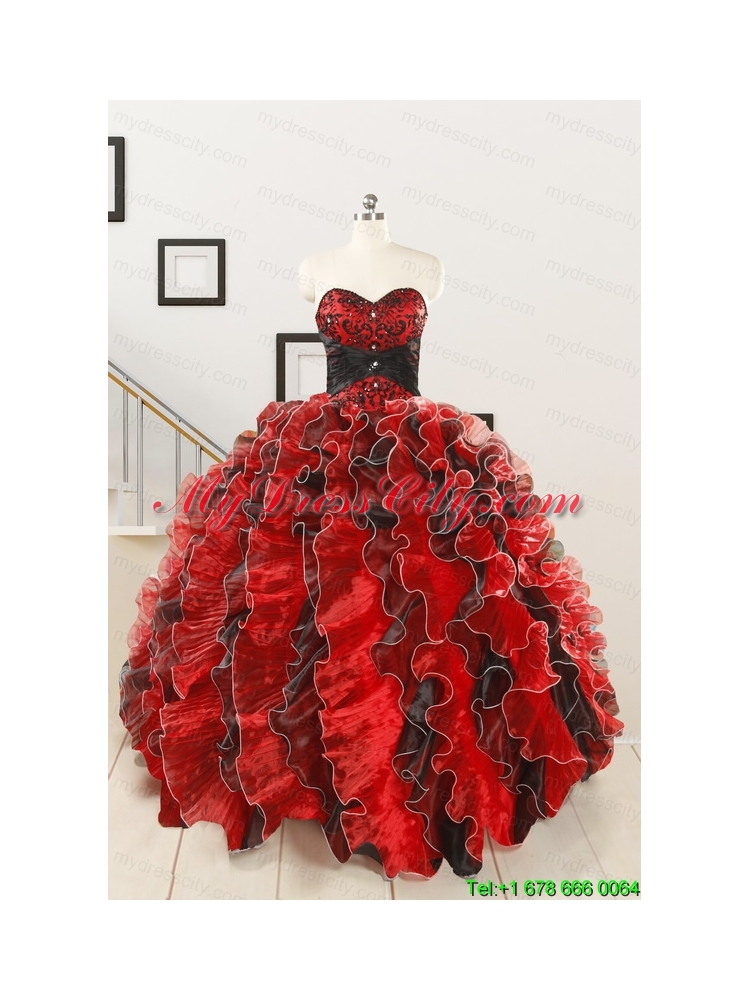 Unique Beading Sweetheart Organza Quinceanera Dress in Multi Color